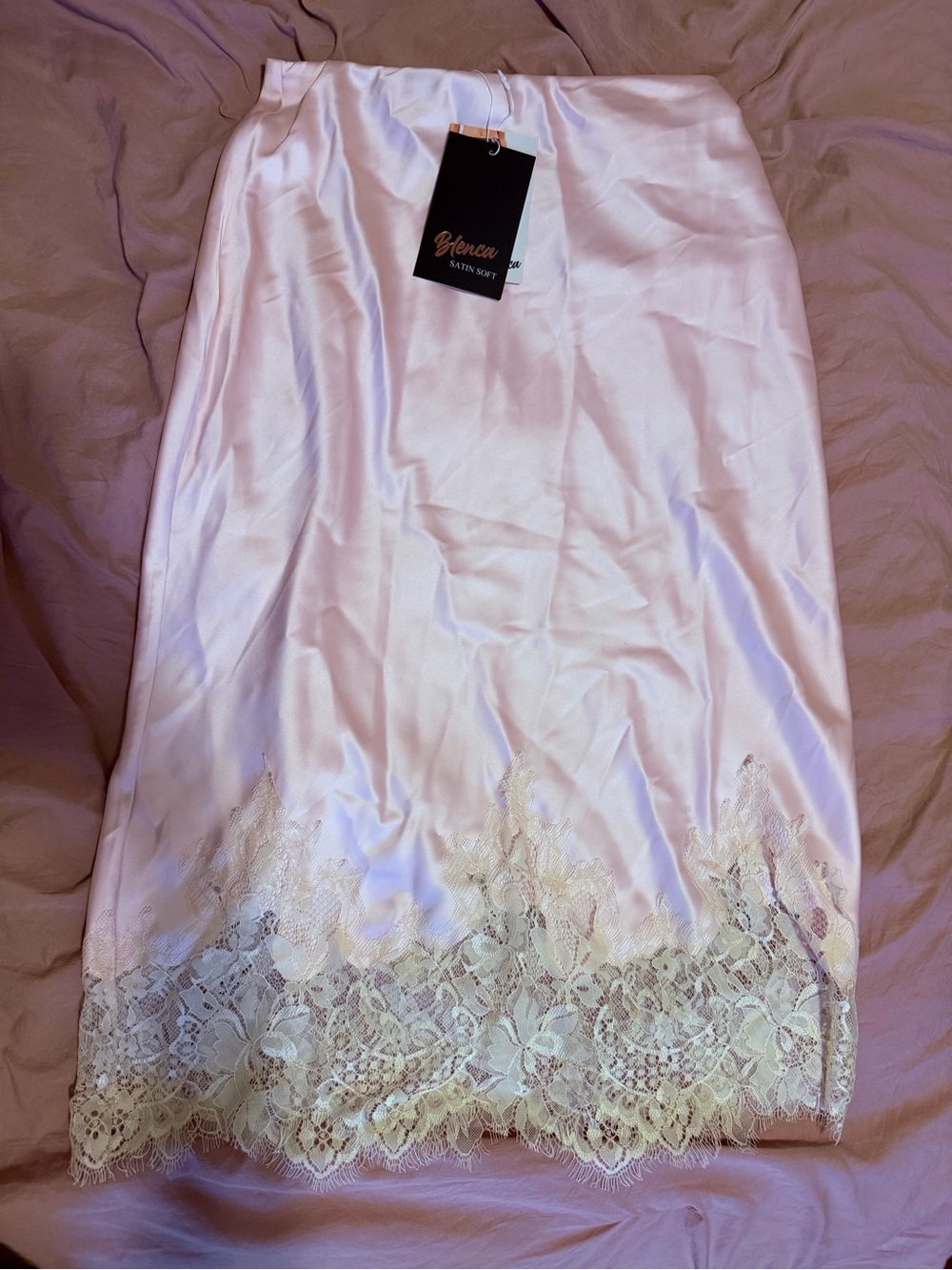 Light pink satin lace trim midi skirt 🌸 - Picture 2 of 3